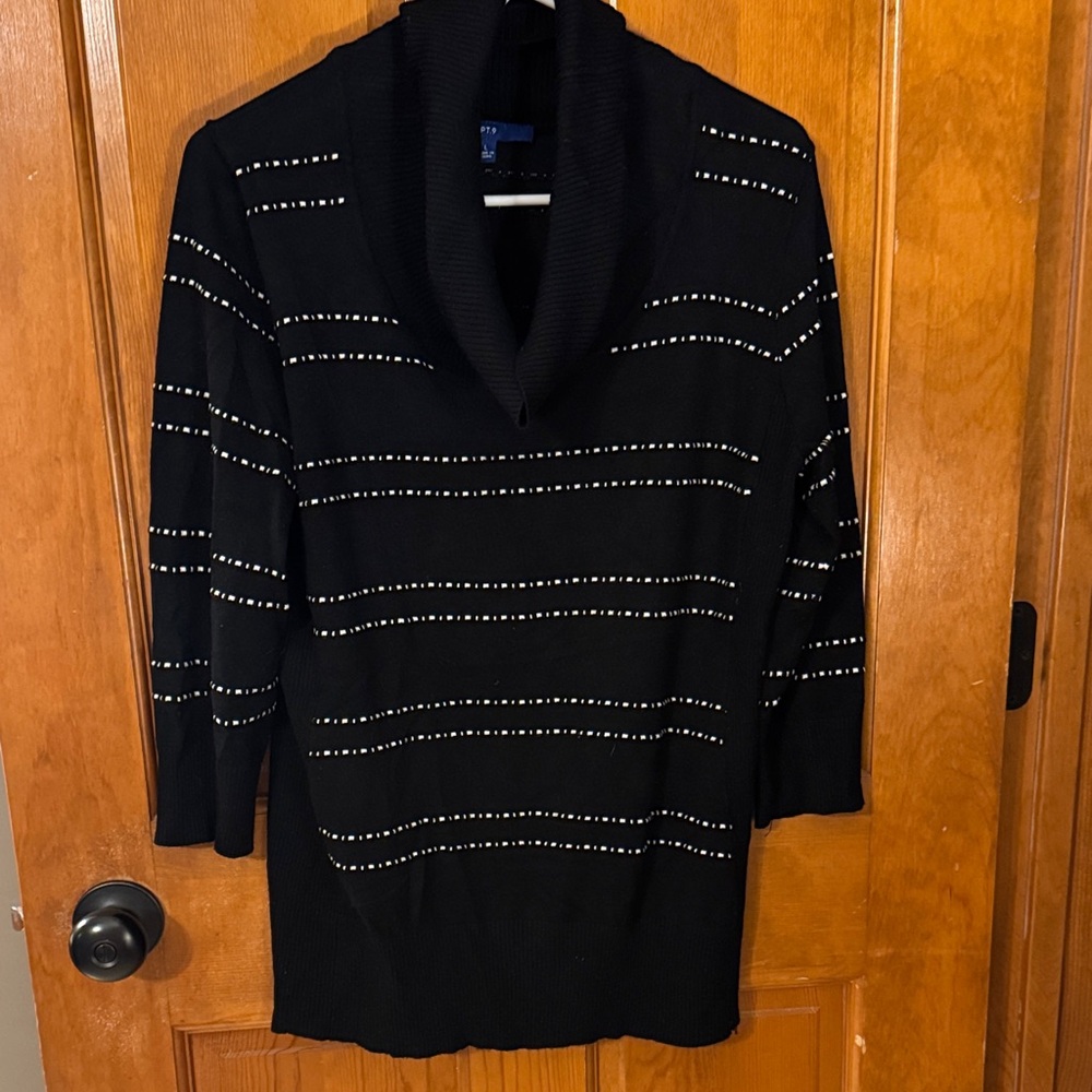 Apt. 9 Black Cowl Neck Sweater with Silver Stud Stripes